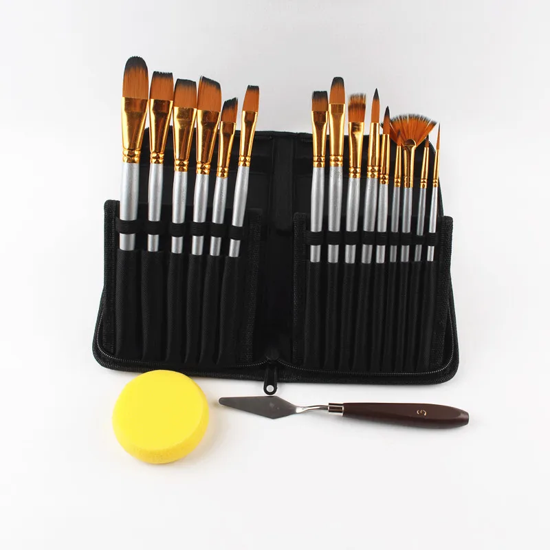 

15 pen/box of paint brushes with Palette knife*1 + sponge*1 Art Supplies watercolor brush pen set