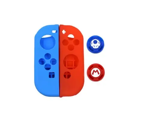 1 pair silicone case Горячая Распродажа 14 в 1 комплект аксессуаров для переключателей с рукояткой рулевого колеса силиконовый чехол аналоговые колпачки для nintendo Switch Joy-con - Цвет: 1 pair silicone case