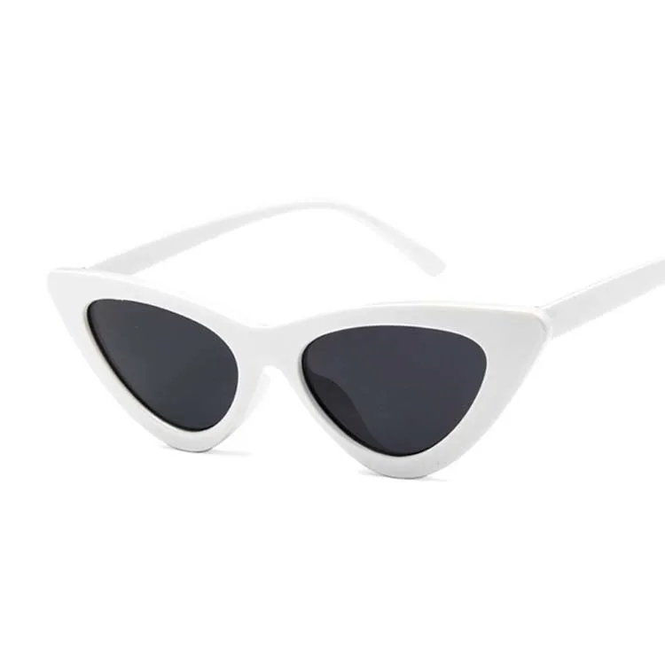 White Gray Модные маленькие сексуальные женские солнцезащитные очки кошачий глаз, женские винтажные брендовые зеркальные солнцезащитные очки, женские очки UV400 - Цвет линз: White Gray