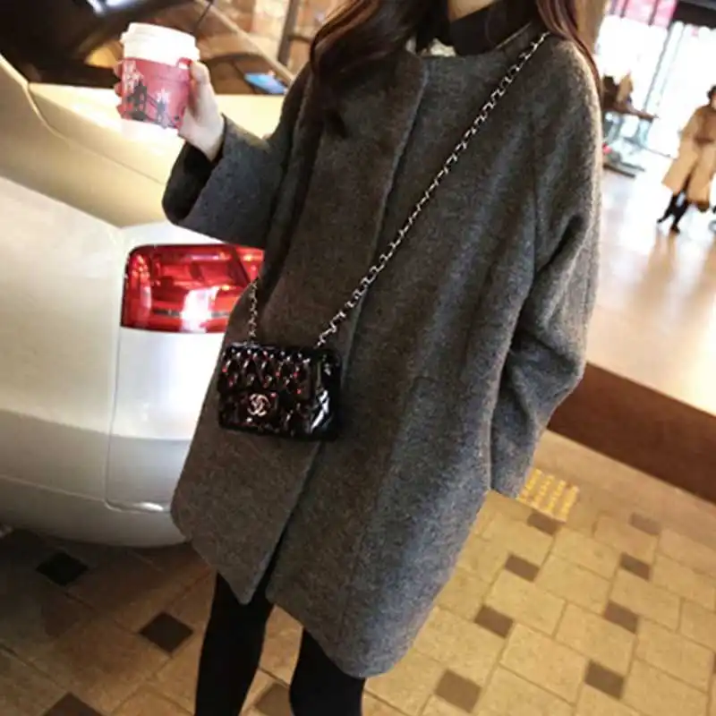 Женское шерстяное пальто средней длины cappotto donna свободное и куртка для осени зимы