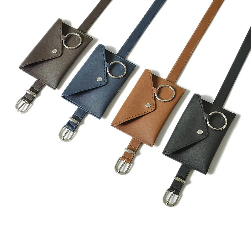 Fashion New Pack Ladies Women's Waist Bag Square Belt Buckle Leather Chest Envelope Phone Pouch Bag Waist Pack Bg-595