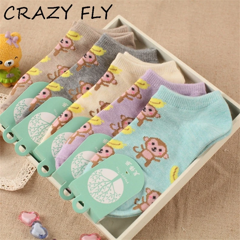 Магазин crazy fly 1 пара носков с рисунками животных обезьяны хлопковые носки унисекс