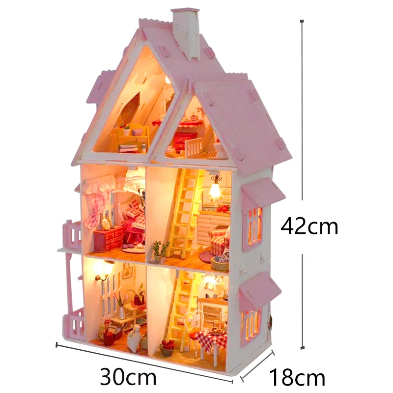 Sunshine Alice DIY Вилла для кукол домик Деревянные 3D огни миниатюрный кукольный мебель
