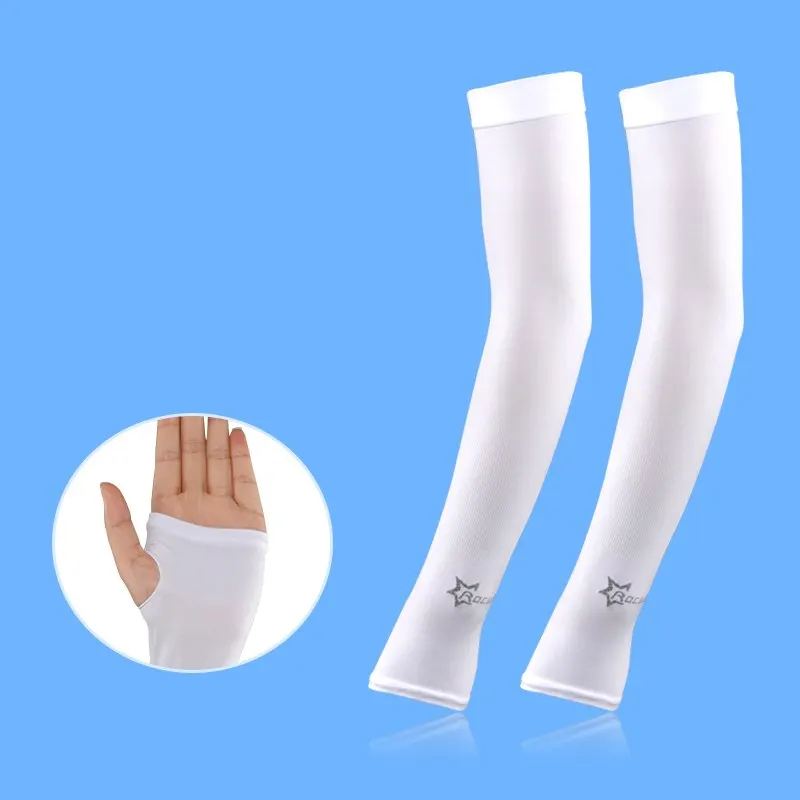 White With Hands ROCKBROS ледяные тканевые гетры для бега с защитой от ультрафиолета, рукава для рук, баскетбола, кемпинга, езды на открытом воздухе, спортивная одежда, защитное снаряжение - Цвет: White With Hands