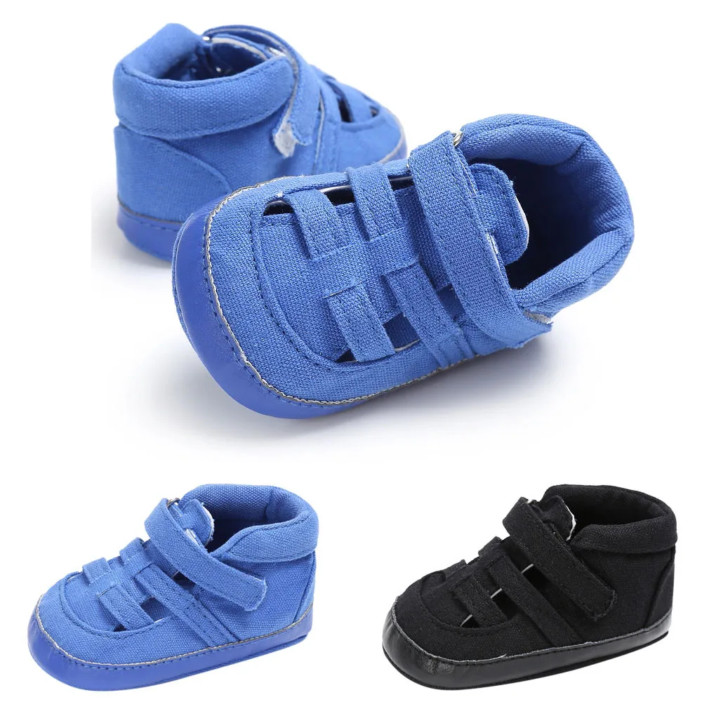 LONSANT/детские сандалии однотонная парусиновая обувь на липучке с мягкой подошвой