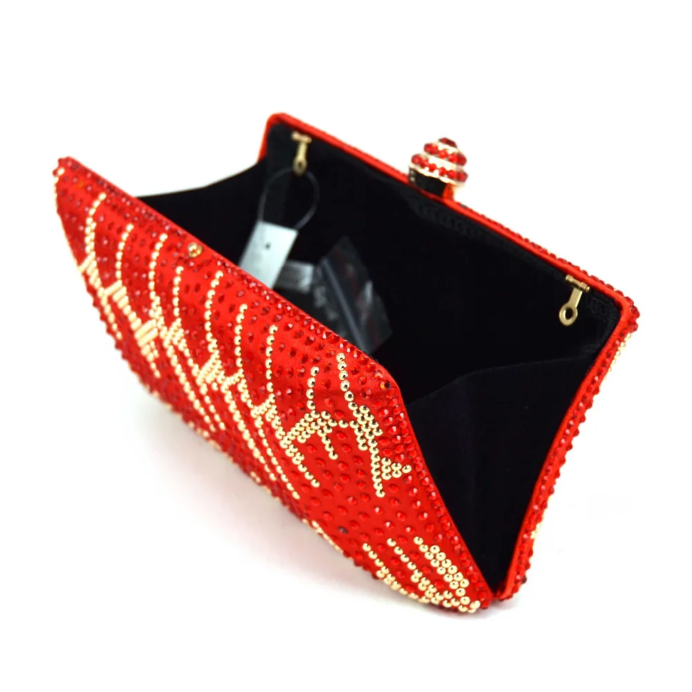 Красный недорогой клатч с кристаллами женский модный кошелек бриллиантами для