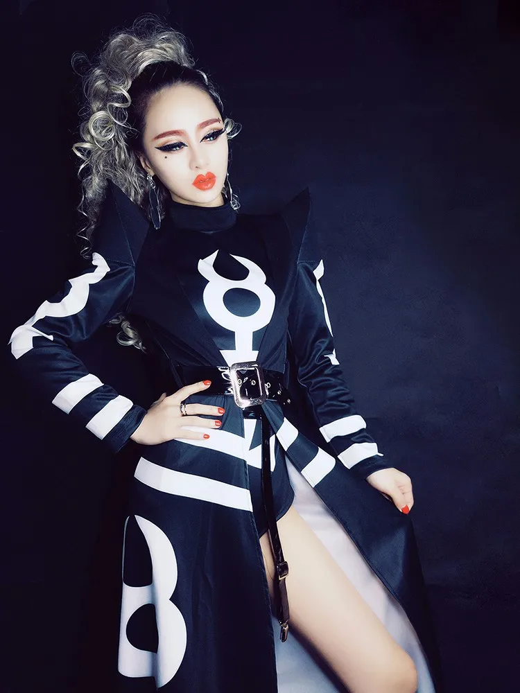 Женский Длинный плащ облегающий костюм в стиле хип хоп|ds costume|stage clothingsexy dj costume |