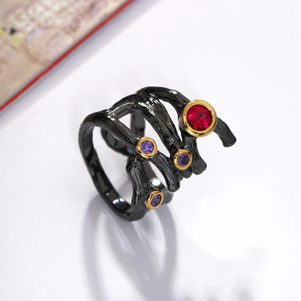 Оригинальные украшения Анель Оптовая Bijoux AAA красный и фиолетовый кристалл Камни
