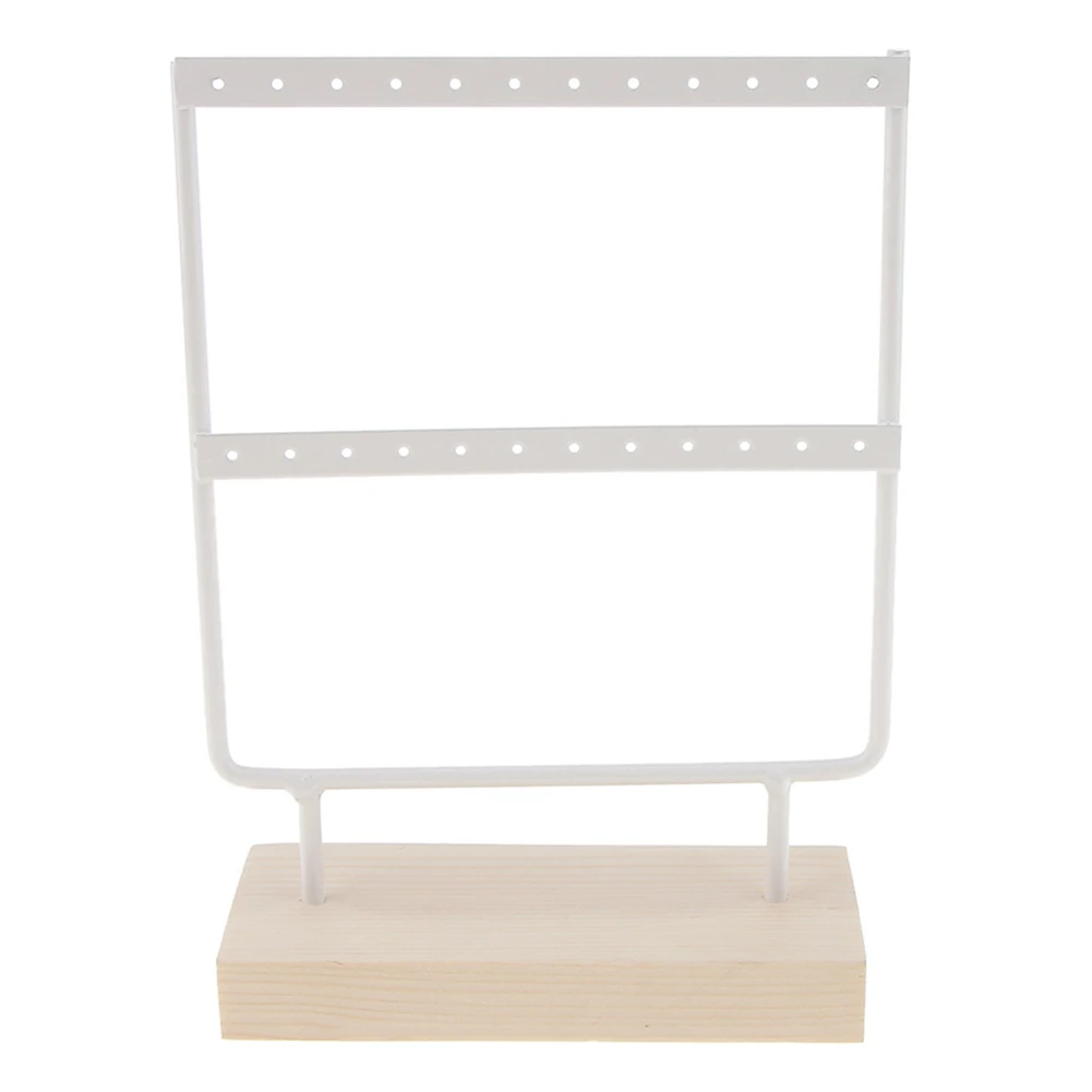 Деревянная подставка для сережек 2 уровня 24 Отверстия|Подставки хранения и