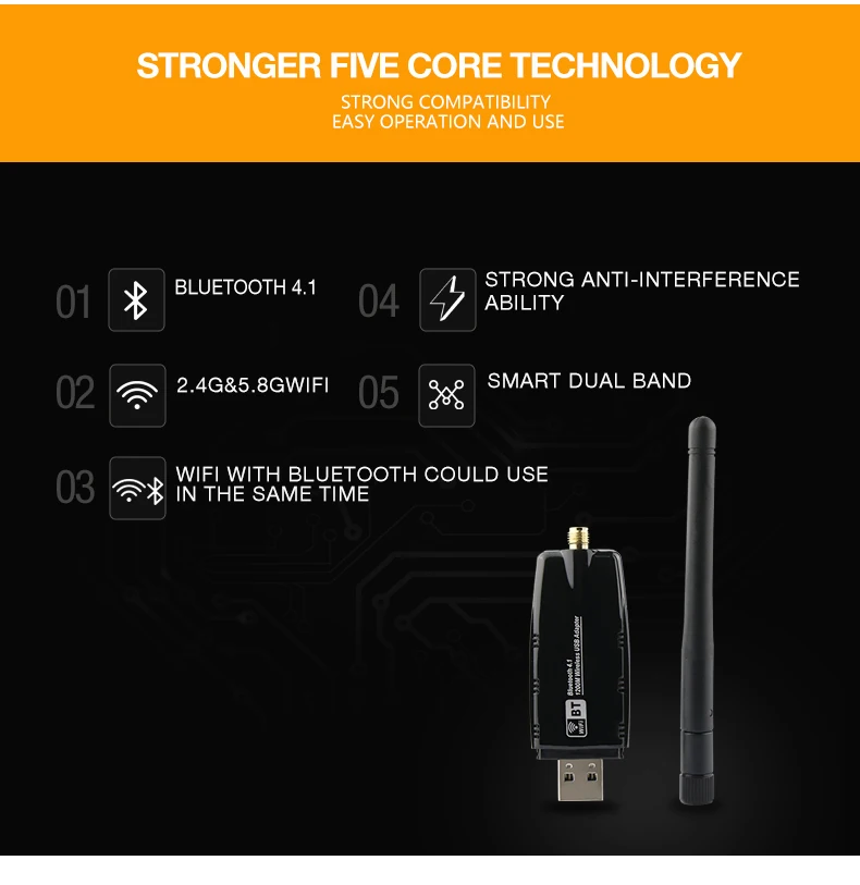 ZAPO игровой Bluetooth 4,1 добавить 5 ГГц wifi 1200 Мбит/с беспроводной AC USB 3,0 Lan адаптер Высокая Антенна Сеть карта для всех Windows Linux
