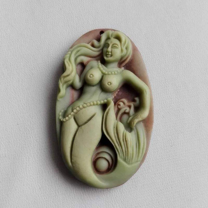 Натуральный фиолетовый халат нефритовый кулон Подвеска в виде русалки винтажное