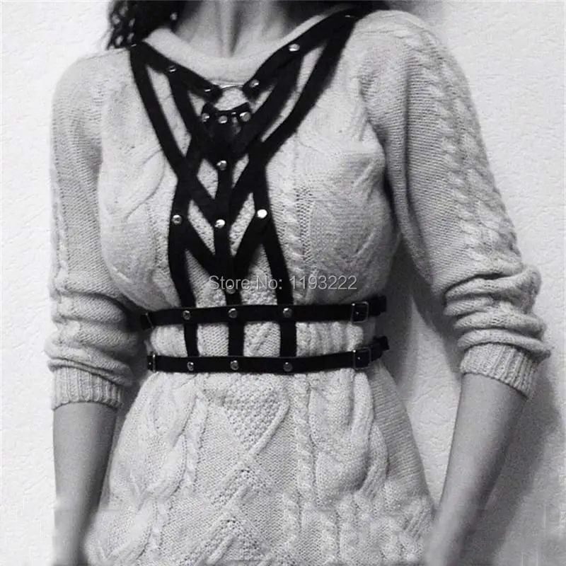 Женский корсет-бюстье панк-рок кожа ручной работы | Женская одежда