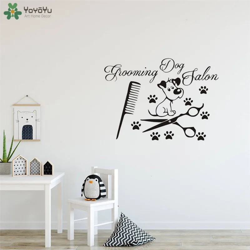 

YOYOYU Настенная Наклейка Уход за собакой салонная настенная художественная наклейка милый щенок Декор современные съемные обои 40 цветов в на...
