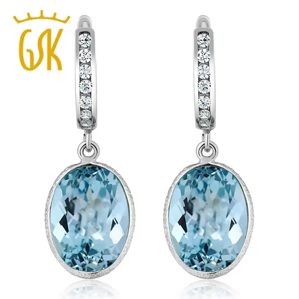 Серьги подвески с драгоценными камнями GemStoneKing овальная форма натуральный