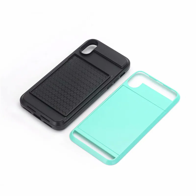 For iPhone X XR XS MAX 4 4S 5 5S SE 6 6S 7 8 Plus Cases Luxury Hybrid TPU Plastic Tough Card Storage Armor Cover Back Protect | Мобильные