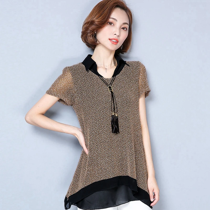 2018 г. Женские Новые Летние Поддельные 2 предмета футболка Для женщин модные