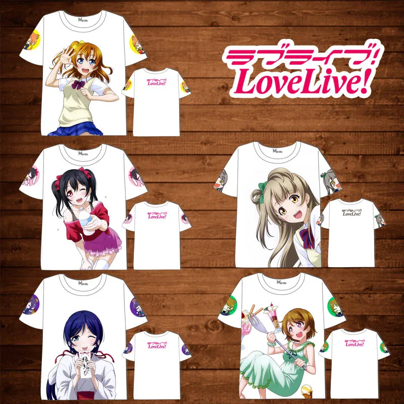 Аниме LoveLive! Школьная футболка для мужчин и женщин летнее платье с коротким