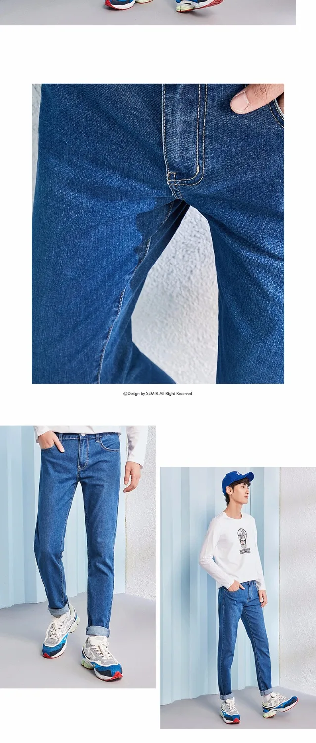 SEMIR джинсы мужские прямые брюки мужские классические джинсы мужские джинсы дизайнерские брюки повседневные шикарные модные брюки эластичные синие