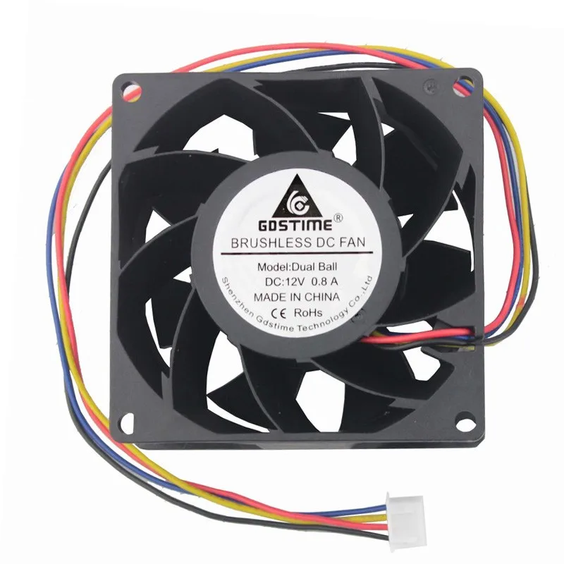 

New DC 12v 8 cm cm 80mm 80x38mm double ball durable cooling fan