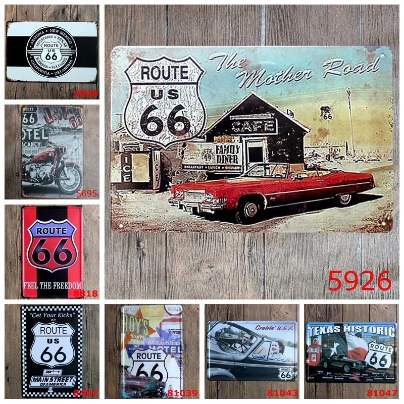 Mother Road Route 66 металлические оловянные вывески Техасский старинный газовый