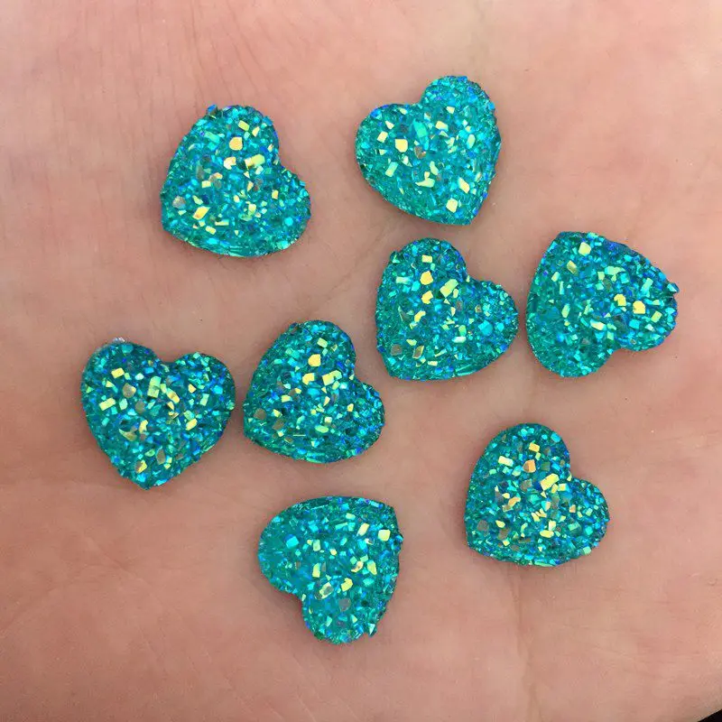 Lake Blue Горячая 80 шт 12 мм AB смолы Bling сладкое сердце flatback Скрапбукинг для телефона/свадьбы D50 - Цвет: Lake Blue