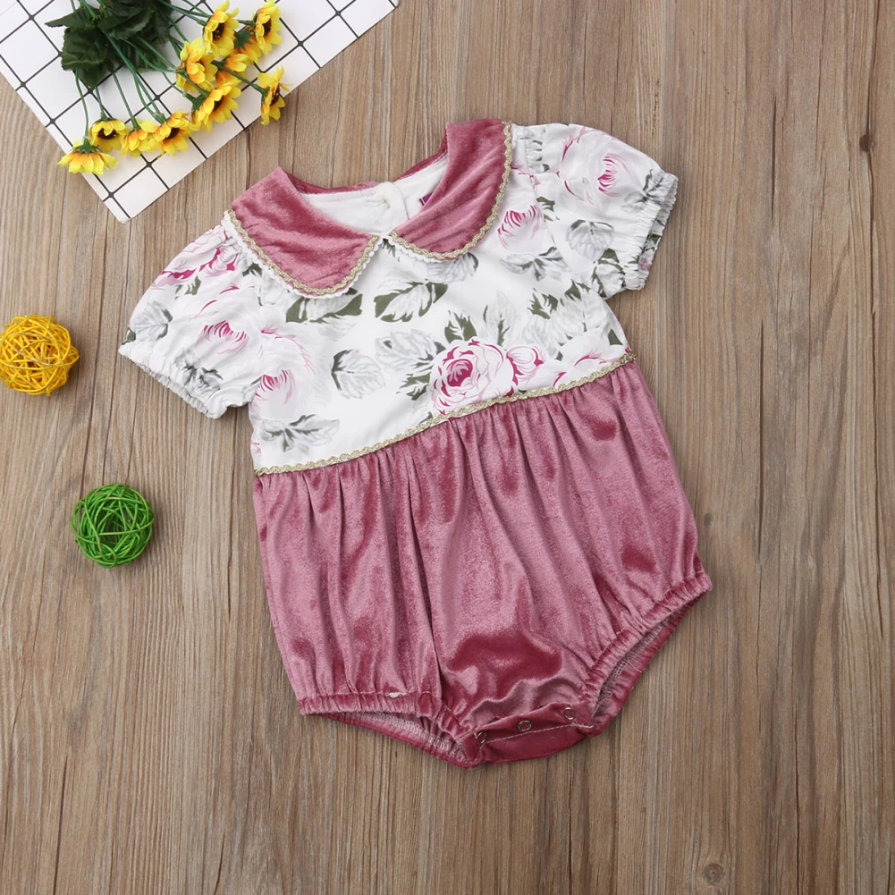 2019 лето для новорожденных детская одежда девочки вечерние Цветочные мода Питер