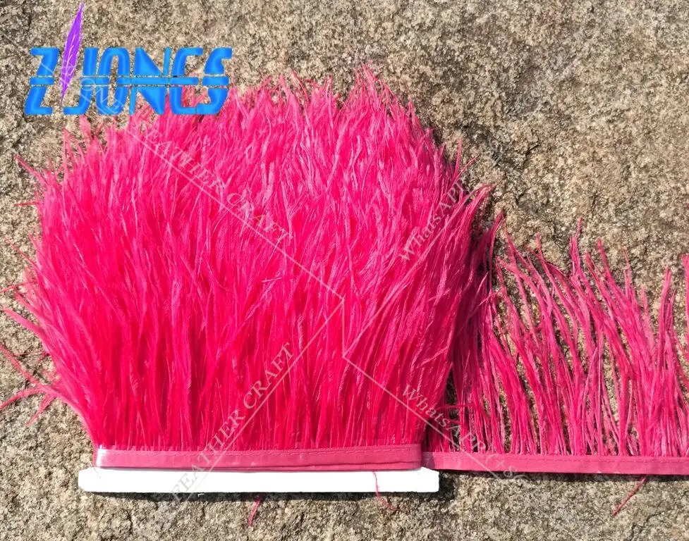 watermelonred 10 ярдов/партия 10-15 см черный натуральный Плюмаж из страусиного пера бахрома отделка ленты для юбки/платья/костюм украшения DIY - Цвет: watermelonred