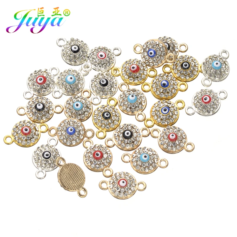 Эмалированные коннекторы для ювелирных изделий золотистые/Серебристые Стразы с