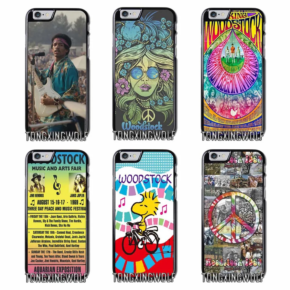 Рок фестиваль Вудсток чехол для iPhone 4S 5S SE 6 S 7 8 9 плюс XR XS Max samsung примечание S4 S5 S6 S7 S8