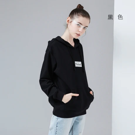 Toyouth осенние толстовки с капюшоном и буквенным принтом с длинным рукавом Женские повседневные Пуловеры спортивные костюмы с карманом женские толстовки - Цвет: black