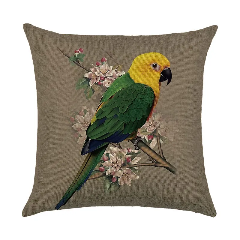 Cotton Linen Cushion Covers Flower Birds Pattern Pillows Cover Decorative Pillowcases For Home Sofa Office Chair Decor Car | Дом и сад
