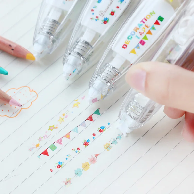 Милая декоративная Корректирующая лента с мультяшным рисунком Kawaii Цветочная