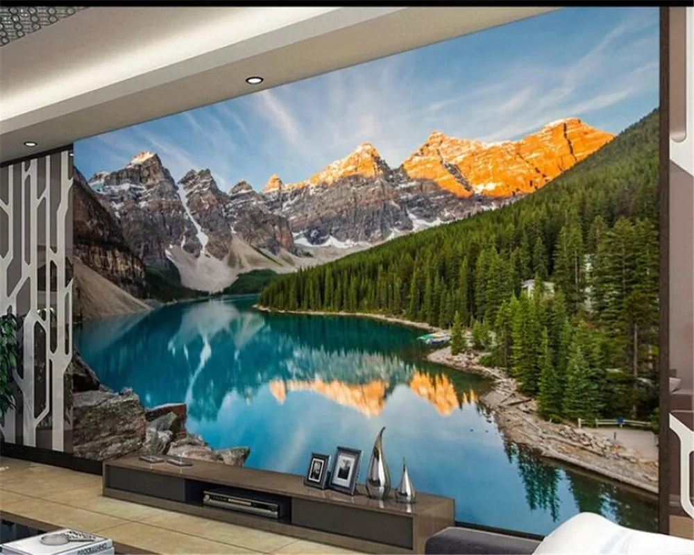 Beibehang Наклейка на стену красивый пейзаж обои 3d фон для телевизора украшение