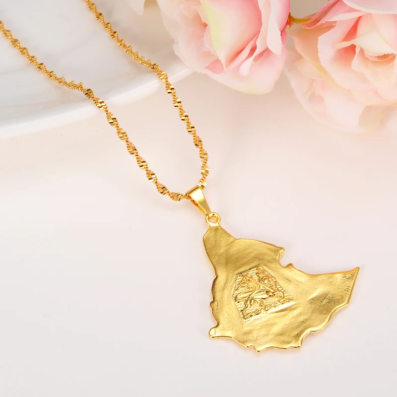 Ожерелье с подвеской в виде карты эфиопа для женщин и мужчин ювелирное изделие