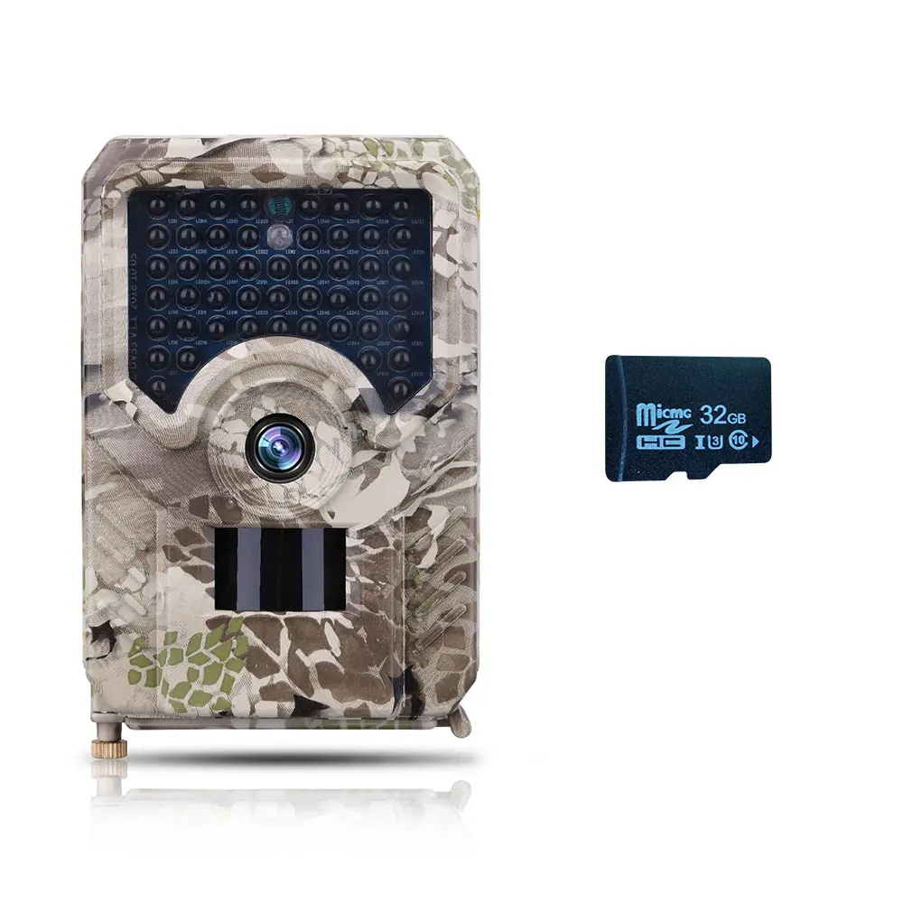 with 32G Card 1080P HD водонепроницаемая охотничья камера, камера для слежения, инфракрасные лучи для определения движения, камера для наблюдения за дикой природой, фото-ловушки - Цвет: with 32G Card