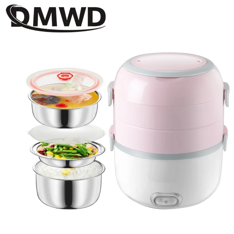 DMWD мини рисоварка Портативный Ланч бокс из нержавеющей стали лайнер 2/3 слоев