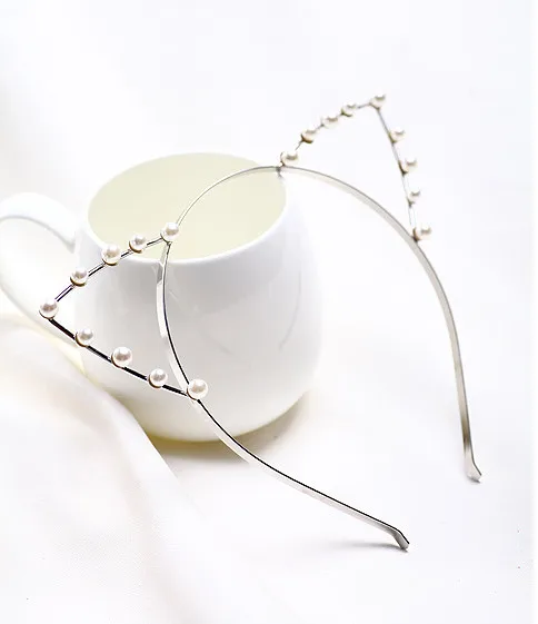 White Gold CC кошачьи ушки тиары-повязки для волос и коронок модные милые аксессуары для волос для женщин девушки принцесса вечерние Кристалл Прямая bk04 - Окраска металла: White Gold