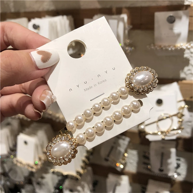 Женская заколка для волос с жемчугом элегантная геометрической формы свадебный