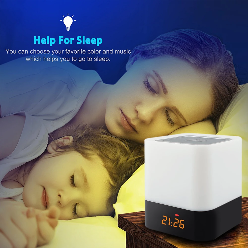 Bluetooth динамик ночной Светильник перезаряжаемый RGB настольная лампа будильник светильник прикроватный светильник s светодиодный Оригинальная лампа