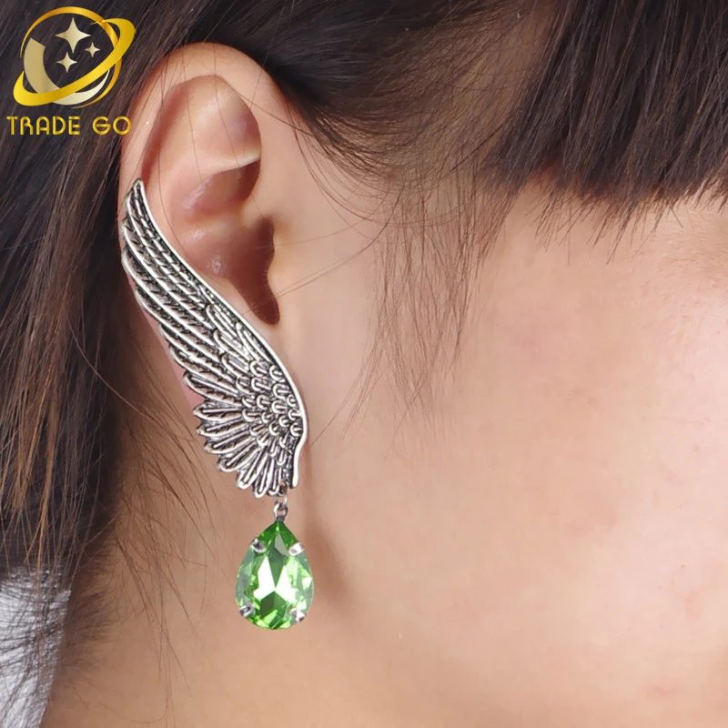 Угловые Крылья клипсы для ушей серьги-клипсы женщин Винтажные Ювелирные изделия