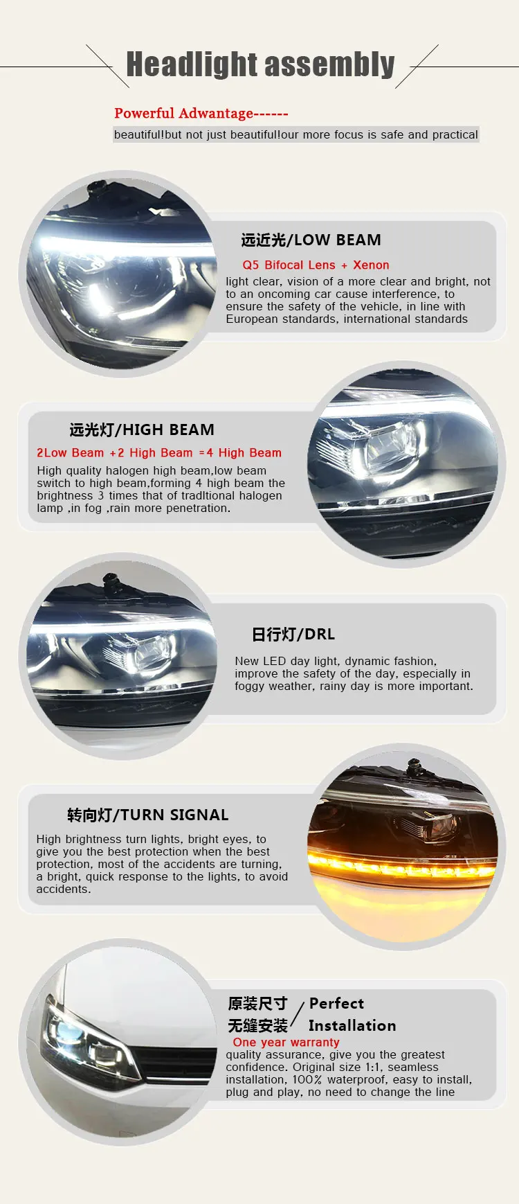 2 шт. светодиодный фары для VW Polo 2011- Автомобильный светодиодный фонарь с двумя ксеноновыми линзами автомобильные аксессуары дневные ходовые огни противотуманные фары