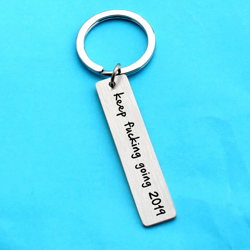 Вдохновляющий брелок для ключей из нержавеющей стали Keep Going 2019 женщин мужчин