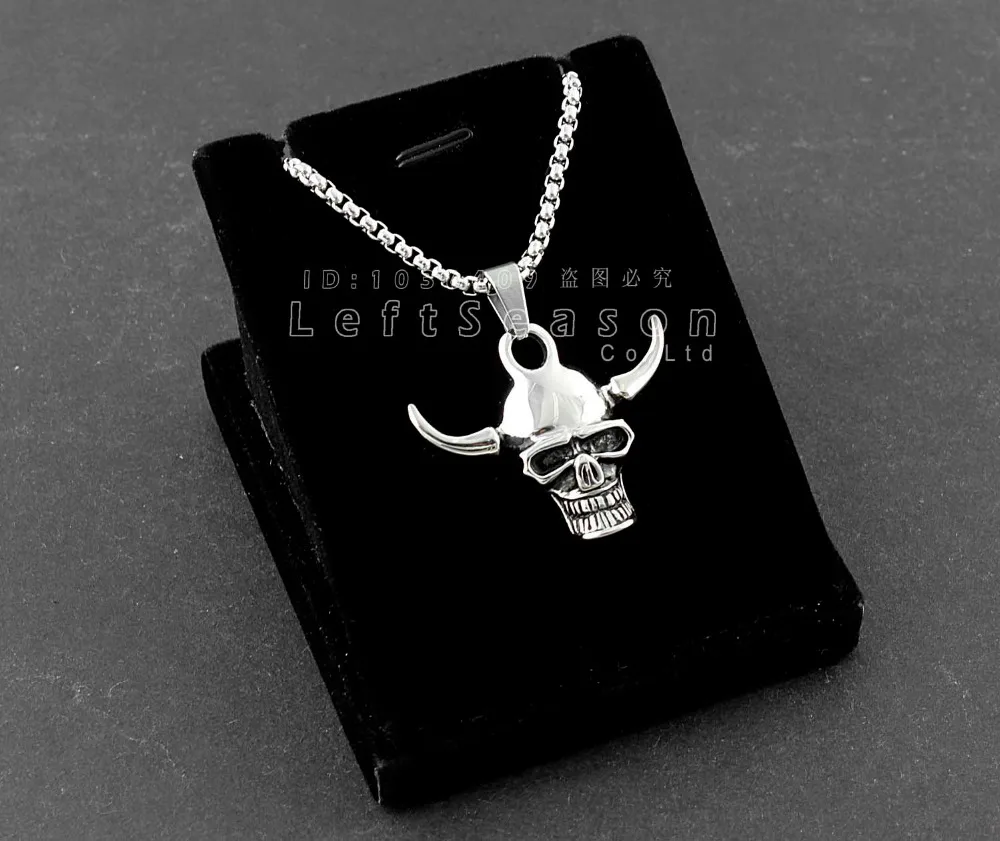 Цепочка с подвеской в виде черепа из рога быка викинга высокого качества мужские