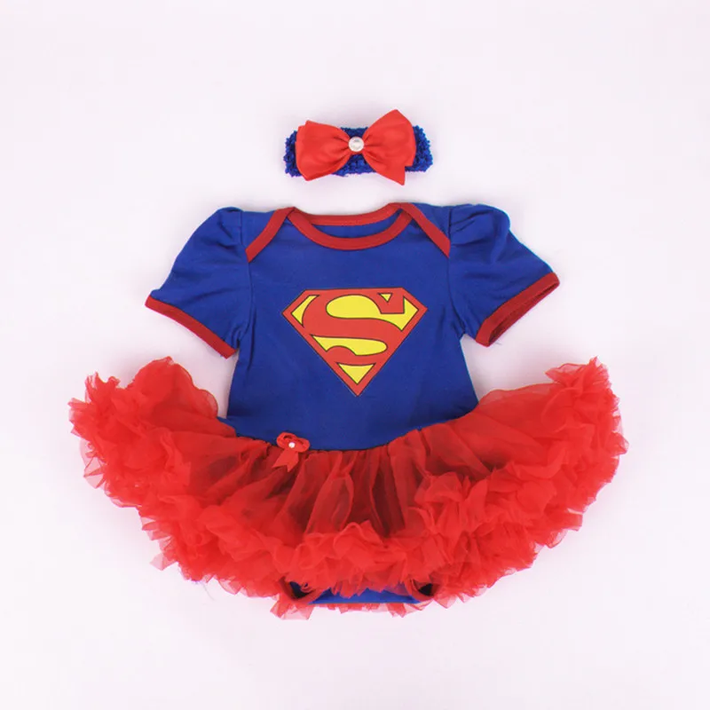 Baby Romper Cotton Mesh Dress Cute Cartoon Printing Infant Jumpsuit Tutu Bow Headdress 2pcs/Suit Newborn Bodysuit Girls Clothing