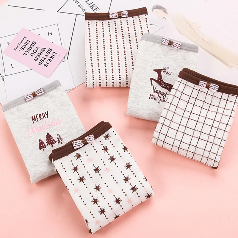 Женские хлопковые трусики LANGSHA разноцветные бесшовные мягкие удобные с принтом