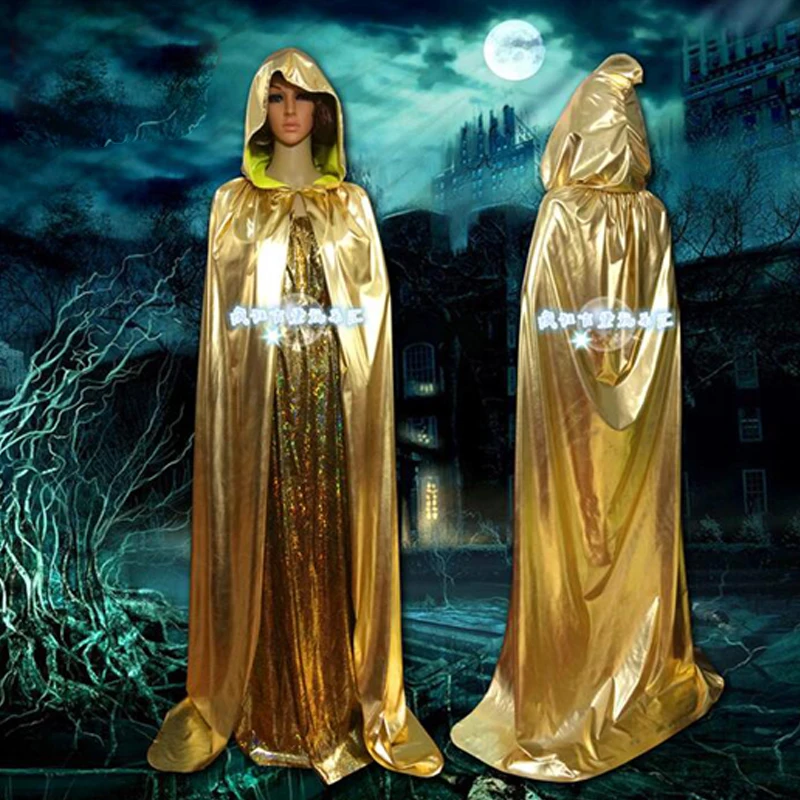 Плащ для Хэллоуина косплей золотой и серебряный колдун вампир смерти костюмы