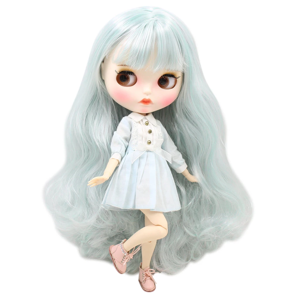 Ледяная кукла DBS Blyth для No.BL4006/1059 мятный микс белые волосы резные губы матовое лицо