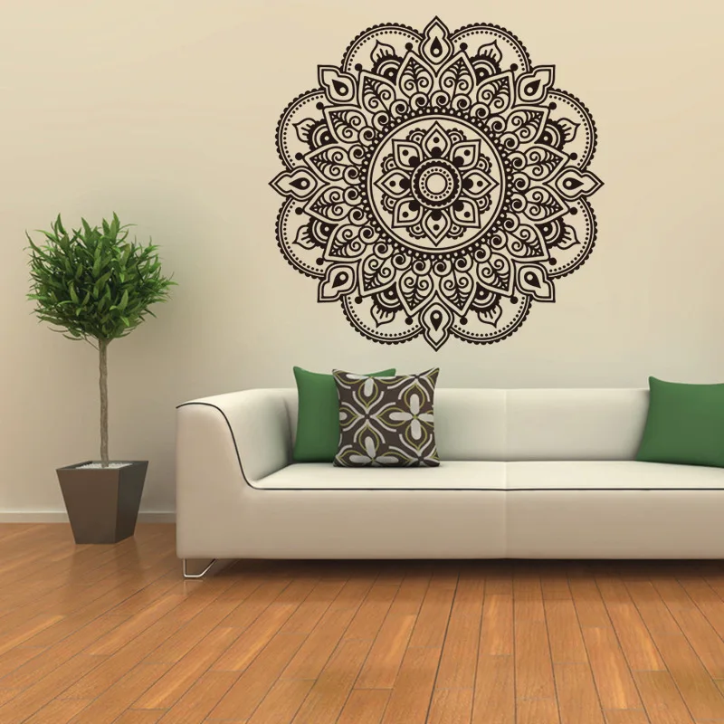 Йога мандала мехенди стены стикеры s спальня гостиная украшения черный цветок