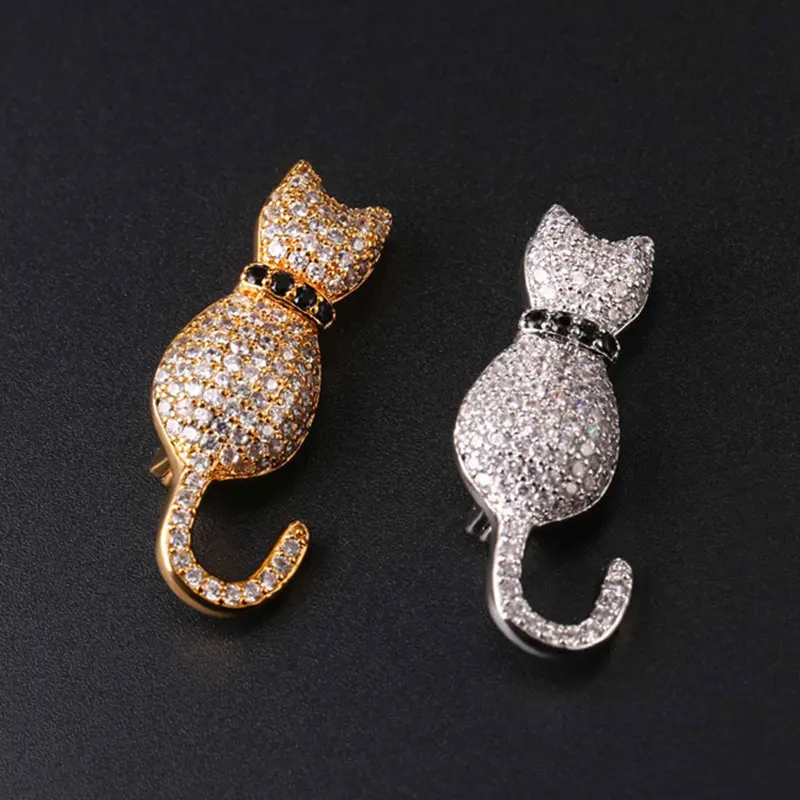 Kpop брендовая Новая Милая брошь с кубическим цирконием золотистого/серебряного