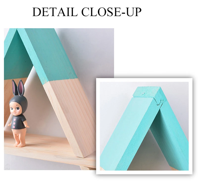 Wooden Triangular Funnel Wall Decorative Shelf Storage rack Hanging decorations For Nursery Kids baby child Room Home Decor 1PC